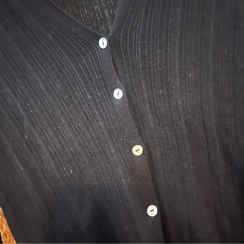 Vince Black Ribbed Polo Cardigan XS